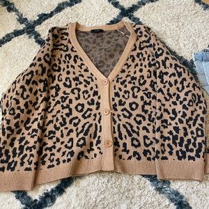 Cheetah print button up sweater,